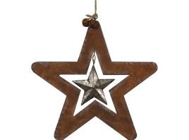 ESTRELLA DE METAL Y MADERA PARA COLGAR (ver colores)