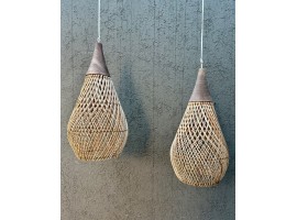 LAMPARA rattan con detalles madera