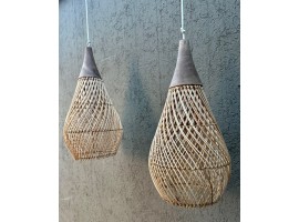 LAMPARA rattan con detalles madera